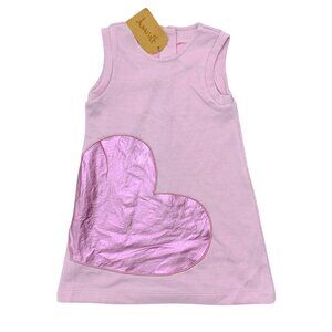 EPK, Size 4 Years, 0/s cotton sweater dress with metallic pink heart applique